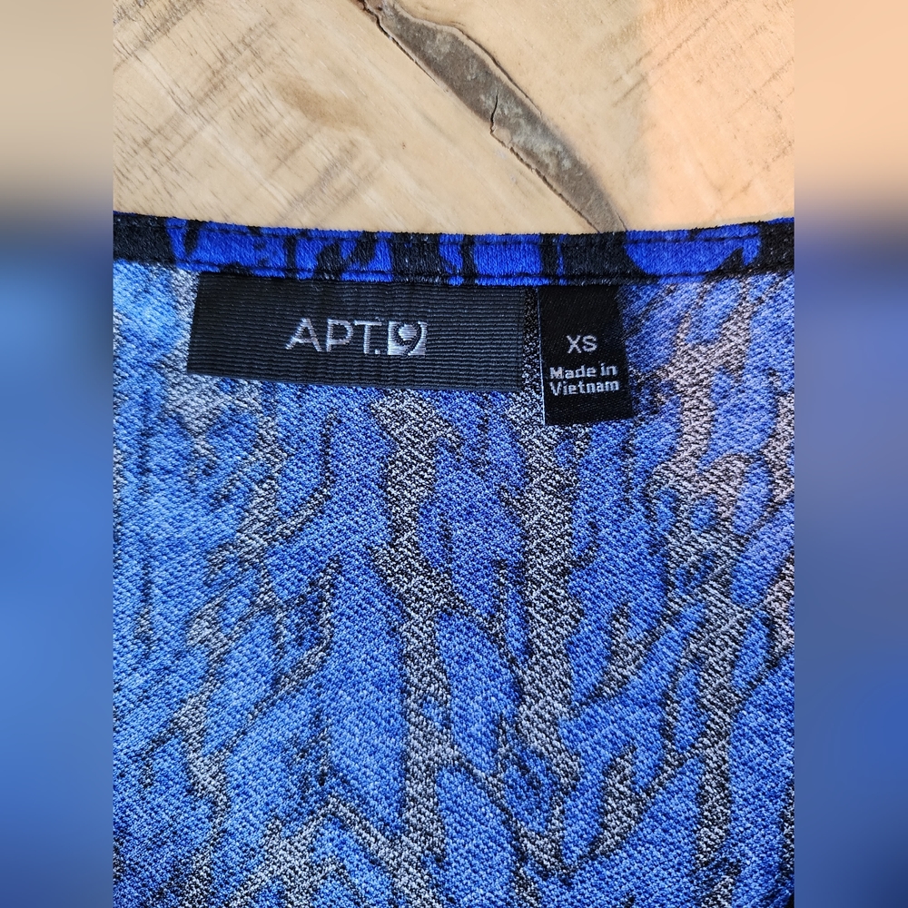 Blue/black print faux-wrap dress - Picture 6 of 12